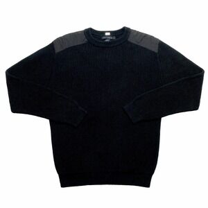 French Connection Sweater Mens Medium Navy Military Shoulder Patch Pullover